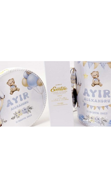 Trusou botez cu ursuleti albastri si baloane de aer cald Teddy Bear Bleu Hot Air Balloons 27